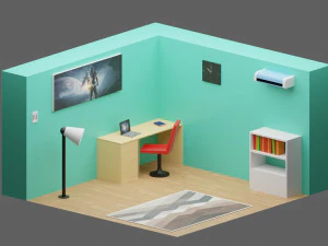 sala de baixo poli Modelo 3D