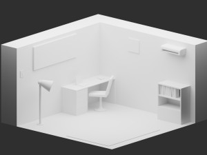 low-poly room Model 3D