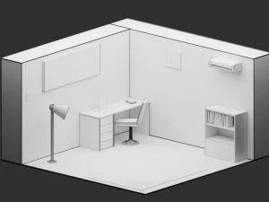 sala de baixo poli Modelo 3D