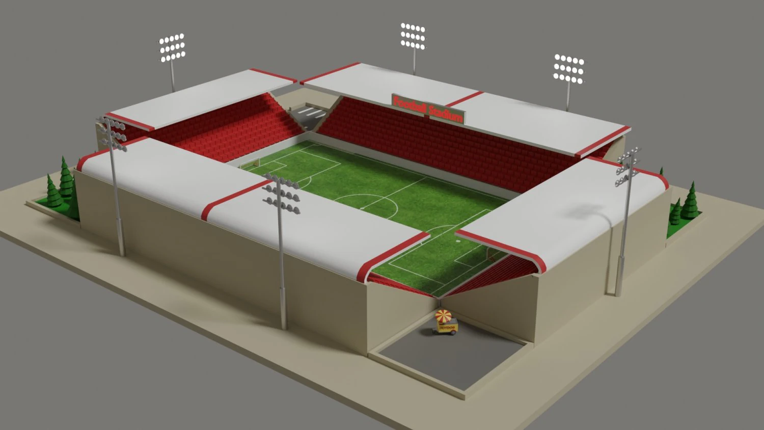 low-poly football stadium 3D Model .c4d .max .obj .3ds .fbx .stl .blend 