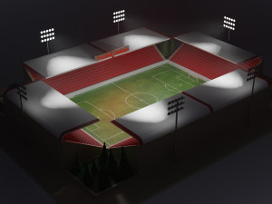 low-poly football stadium Modelo 3D