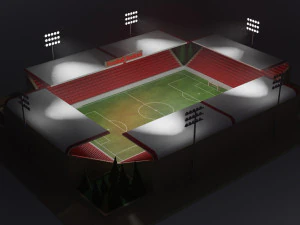 low-poly football stadium 3D Model