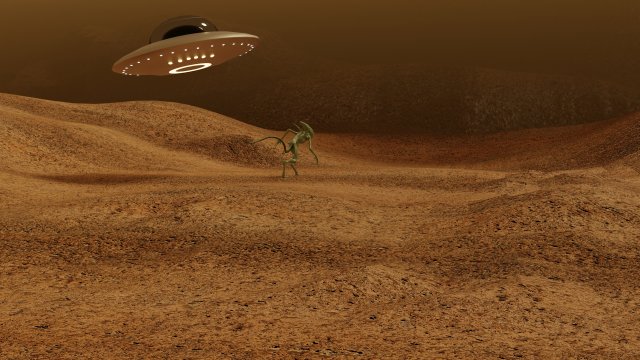 mars scene and ufo Model 3D .c4d .max .obj .3ds .fbx .stl .blend 
