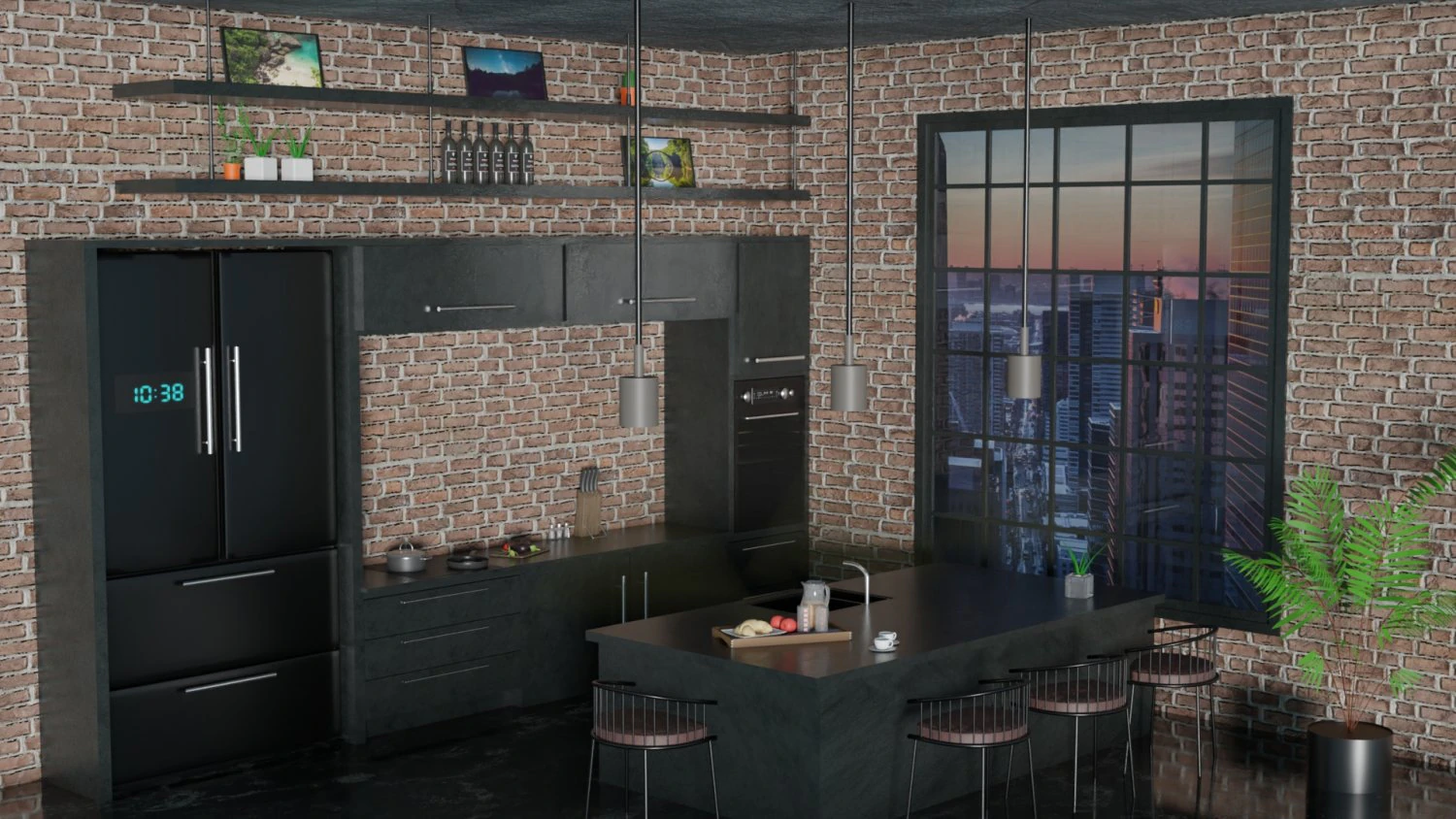 kitchen with utensils 3D Model .c4d .max .obj .3ds .fbx .stl .blend 