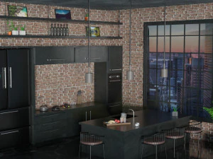 도구가 있는 주방 3D 모델