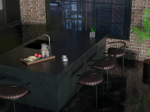 kitchen with utensils 3D Model