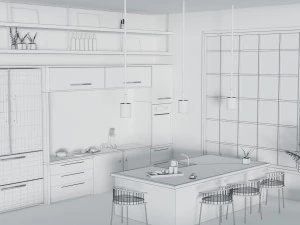kitchen with utensils 3D Model