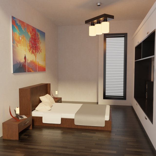 modern bedroom - hotel room 3D 모델 .c4d .max .obj .3ds .fbx .stl .blend 