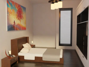 modernes Schlafzimmer - Hotelzimmer 3D Modell