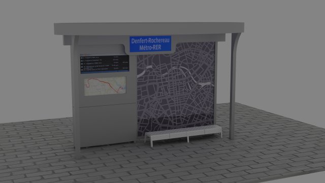 bus stop with lights 3D Model .c4d .max .obj .3ds .fbx .stl .blend 