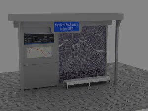 bushalte met verlichting 3D Model