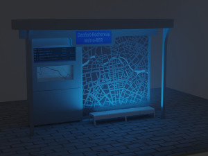 bus stop with lights 3D Model