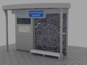bus stop with lights 3D Model