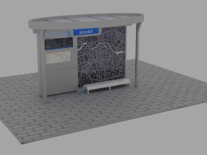 bus stop with lights 3D Model