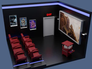 low-poly movie theater 3D Model