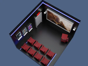 low-poly movie theater 3D Model