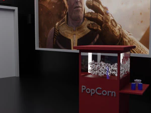 low-poly movie theater 3D Model