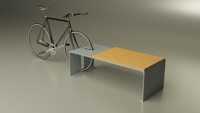 street bench with bicycle 3Dモデル .c4d .max .obj .3ds .fbx .stl .blend 