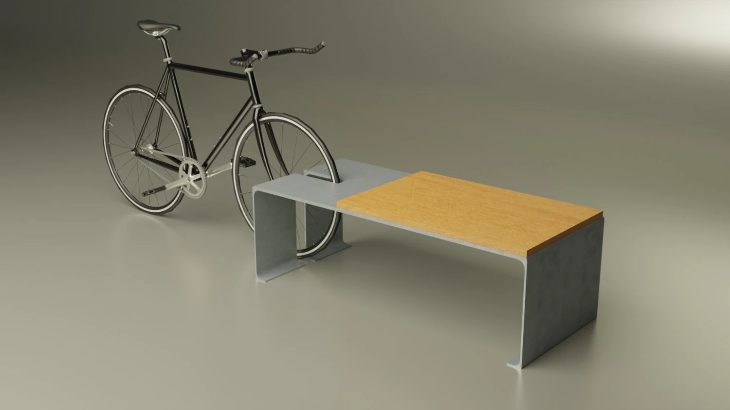 street bench with bicycle 3D Model .c4d .max .obj .3ds .fbx .stl .blend 