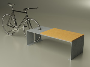 street bench with bicycle 3D Model