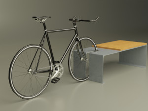 street bench with bicycle 3Dモデル