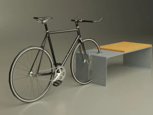 street bench with bicycle 3D Model