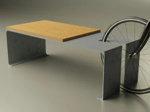 street bench with bicycle 3D Model