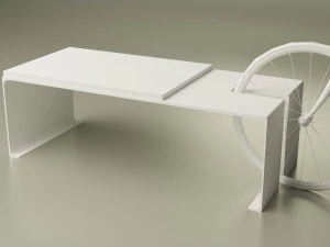 street bench with bicycle 3D Model