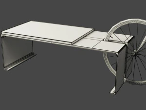 street bench with bicycle 3D Model