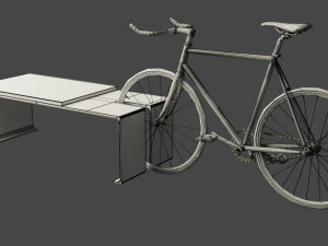 street bench with bicycle 3D Model
