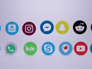 3d social media icons low-poly Modelo 3D