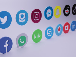 3d social media icons low-poly Modelo 3D