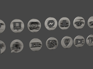 3d social media icons low-poly Modelo 3D