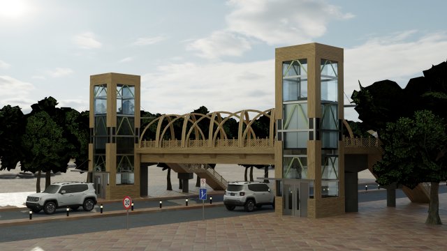 pedestrian overpass Modelo 3D .c4d .max .obj .3ds .fbx .stl .blend 