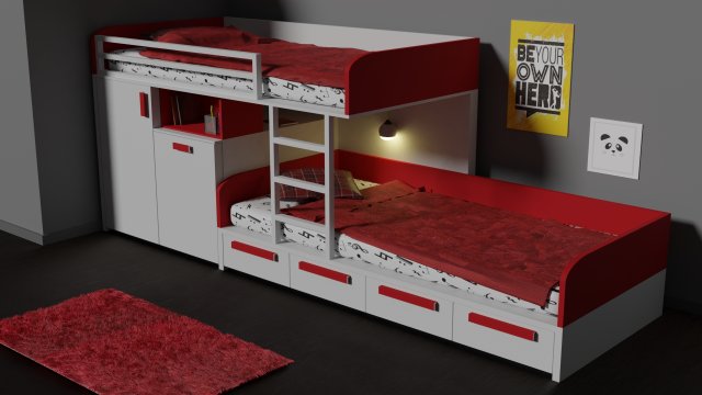 modern bunk bed Modelo 3D .c4d .max .obj .3ds .fbx .stl .blend 