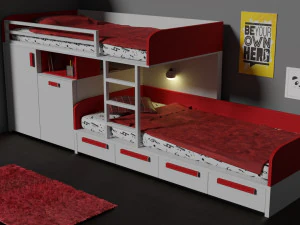 आधुनिक चारपाई बिस्तर 3D मॉडल