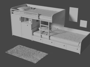 modern bunk bed 3D Model