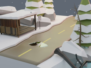 winter scene animated 3D Model