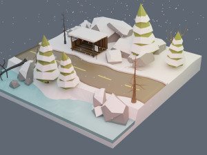 winter scene animated 3D Model