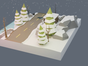 winter scene animated 3D Model