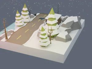 winter scene animated 3D Model