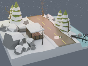 winter scene animated 3D Model