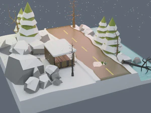 winter scene animated 3D Model
