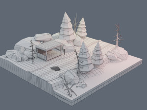 winter scene animated 3D Model