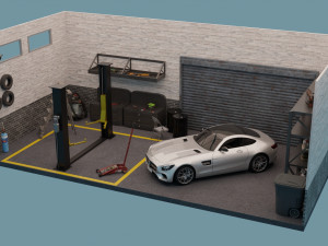car garage with tools 3D Model