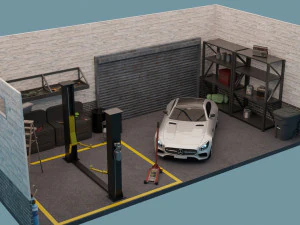 car garage with tools 3D Model