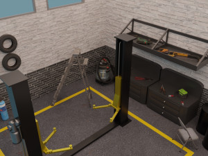 car garage with tools 3D 모델