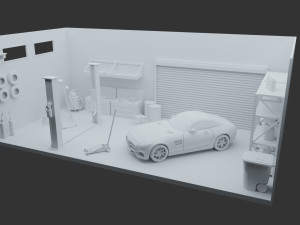 car garage with tools 3D 모델