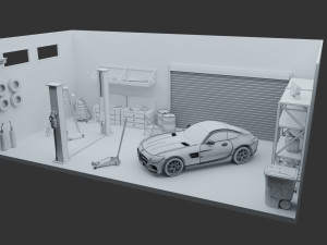 car garage with tools 3D 모델