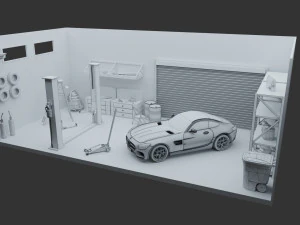 car garage with tools 3D Model